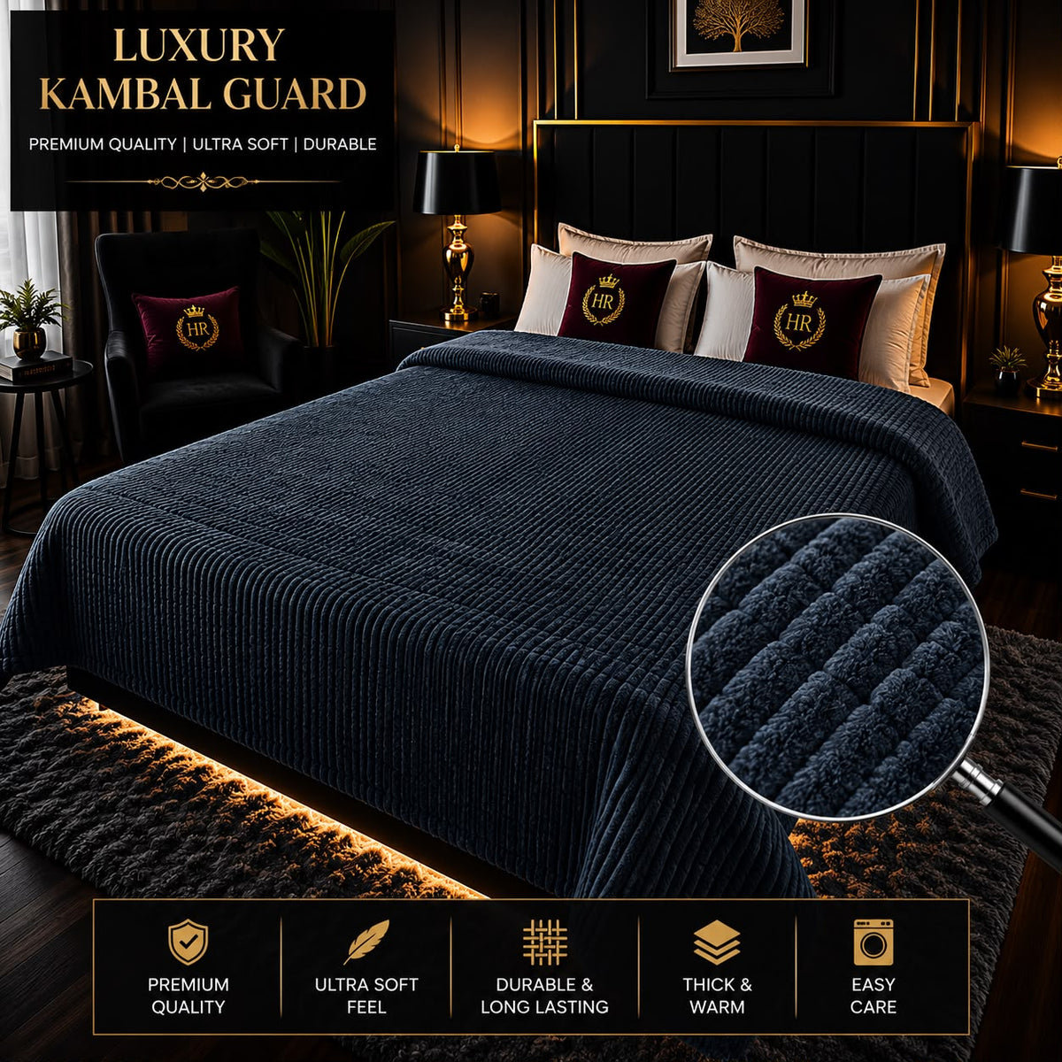 Luxury Bubble AC Blanket-Charcoal Blue